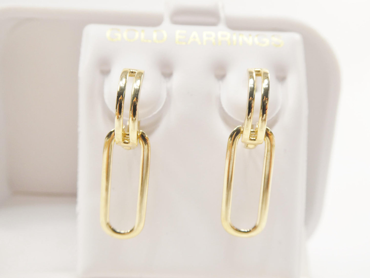 Real 10k Solid Yellow Gold Polish Paperclip Earrings