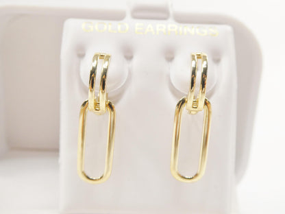 Real 10k Solid Yellow Gold Polish Paperclip Earrings