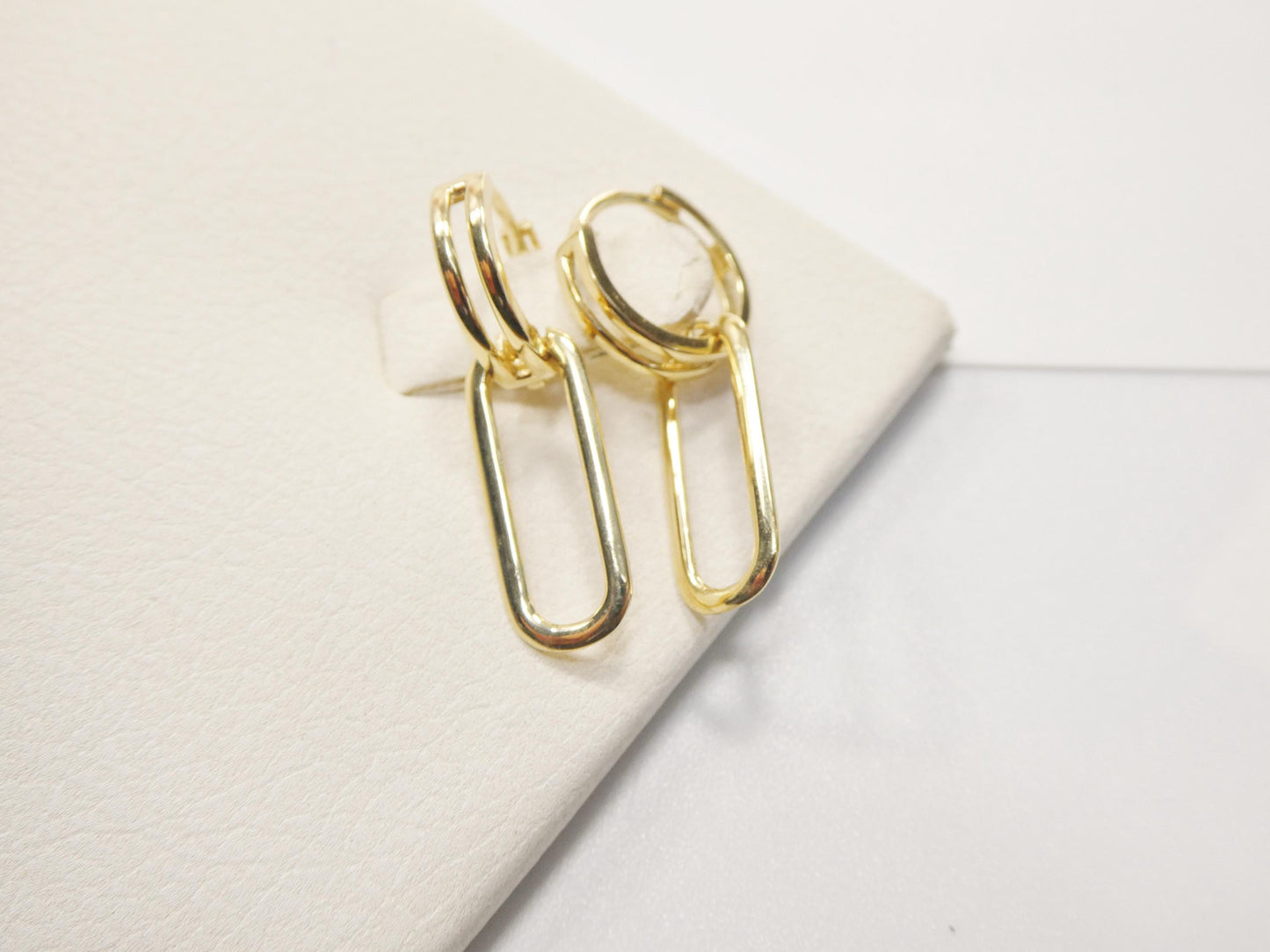 Real 10k Solid Yellow Gold Polish Paperclip Earrings