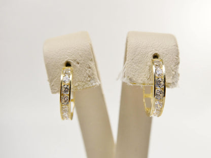 Real 10k Solid Yellow Gold 14.5mm Hoop Huggie Earrings