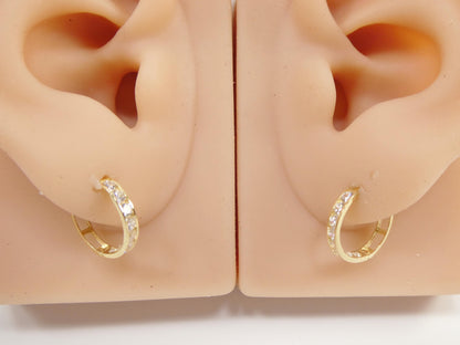 Real 10k Solid Yellow Gold 14.5mm Hoop Huggie Earrings