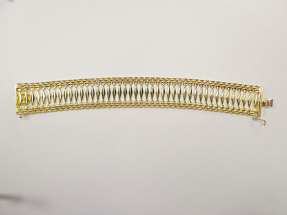 14k Gold Tone Cleopatra Bracelet: Sterling Silver Wide Band