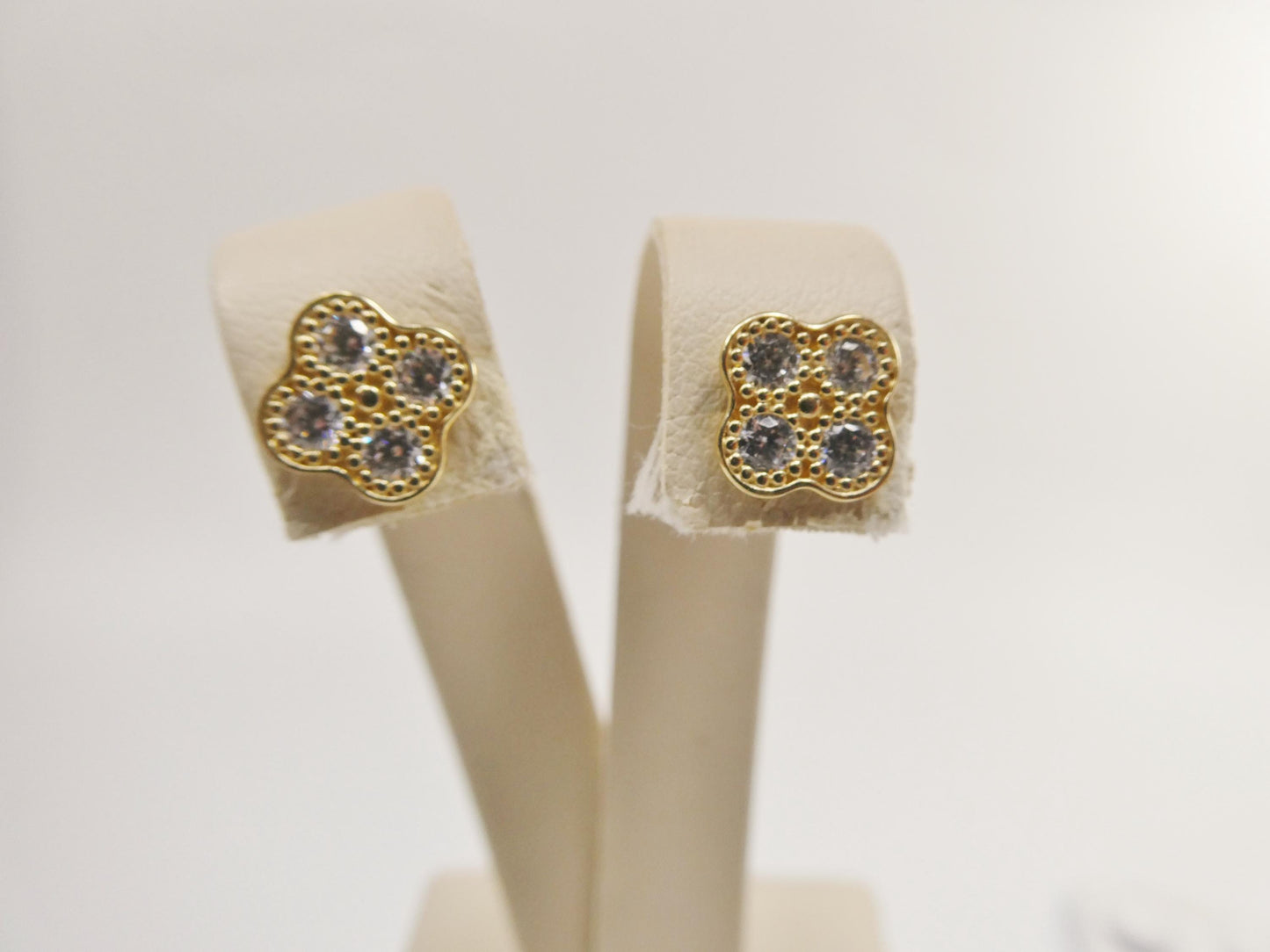 Real 10k Solid Yellow Gold Large Flower Push Post Stud Earrings
