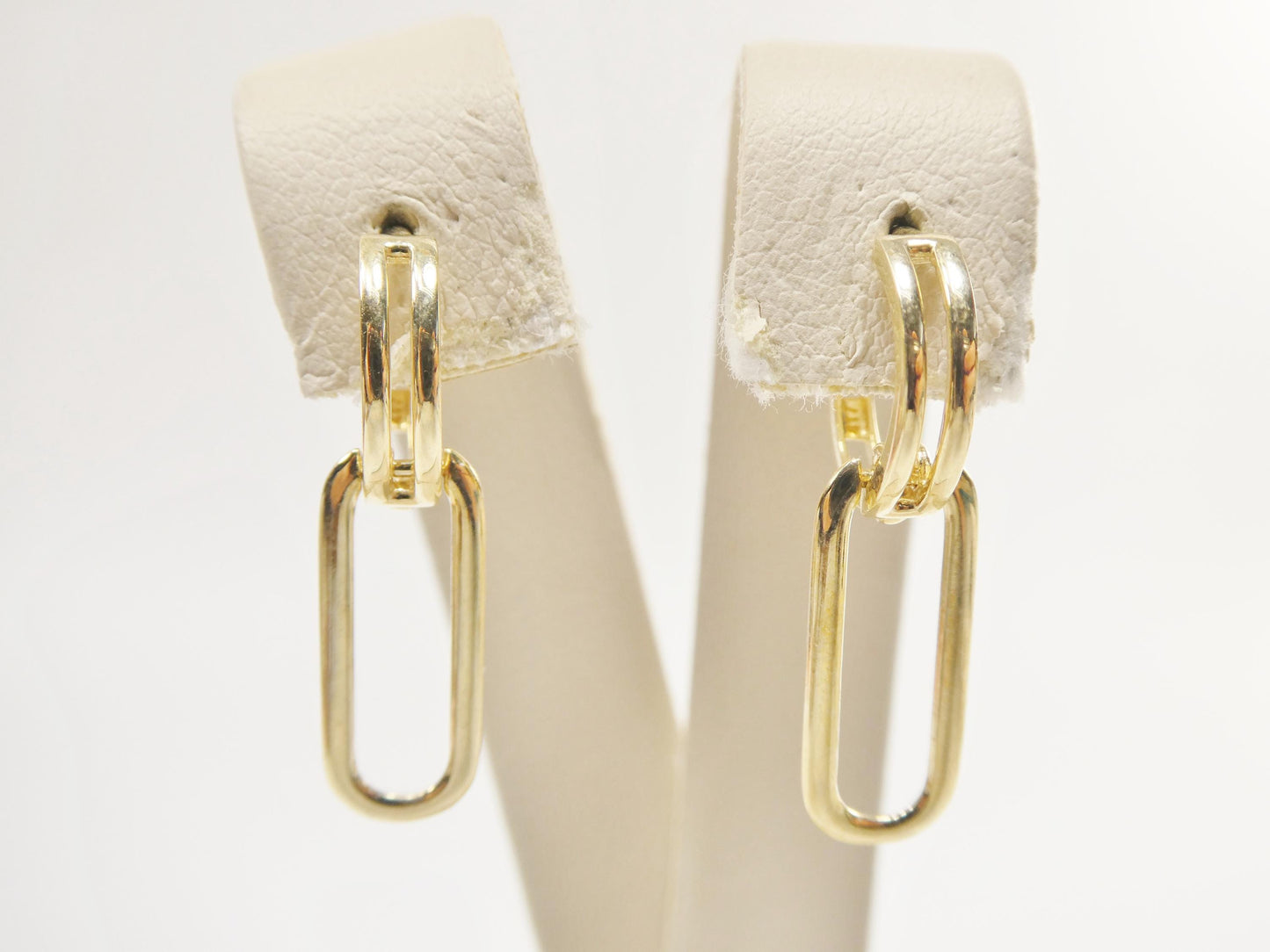 Real 10k Solid Yellow Gold Polish Paperclip Earrings