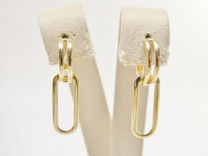Real 10k Solid Yellow Gold Polish Paperclip Earrings