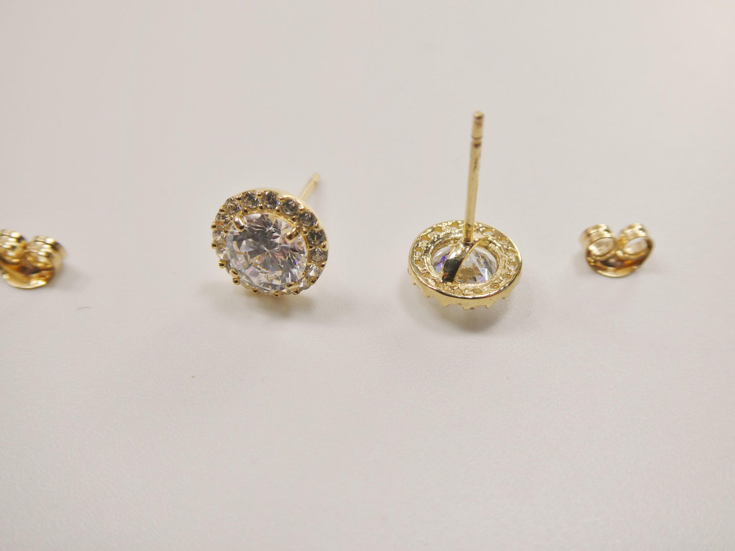 Real 10k Solid Yellow Gold Push Post Round Stud Earrings
