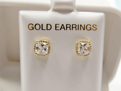Real 10k Solid Yellow Gold Push Post Women/Men Stud Earrings