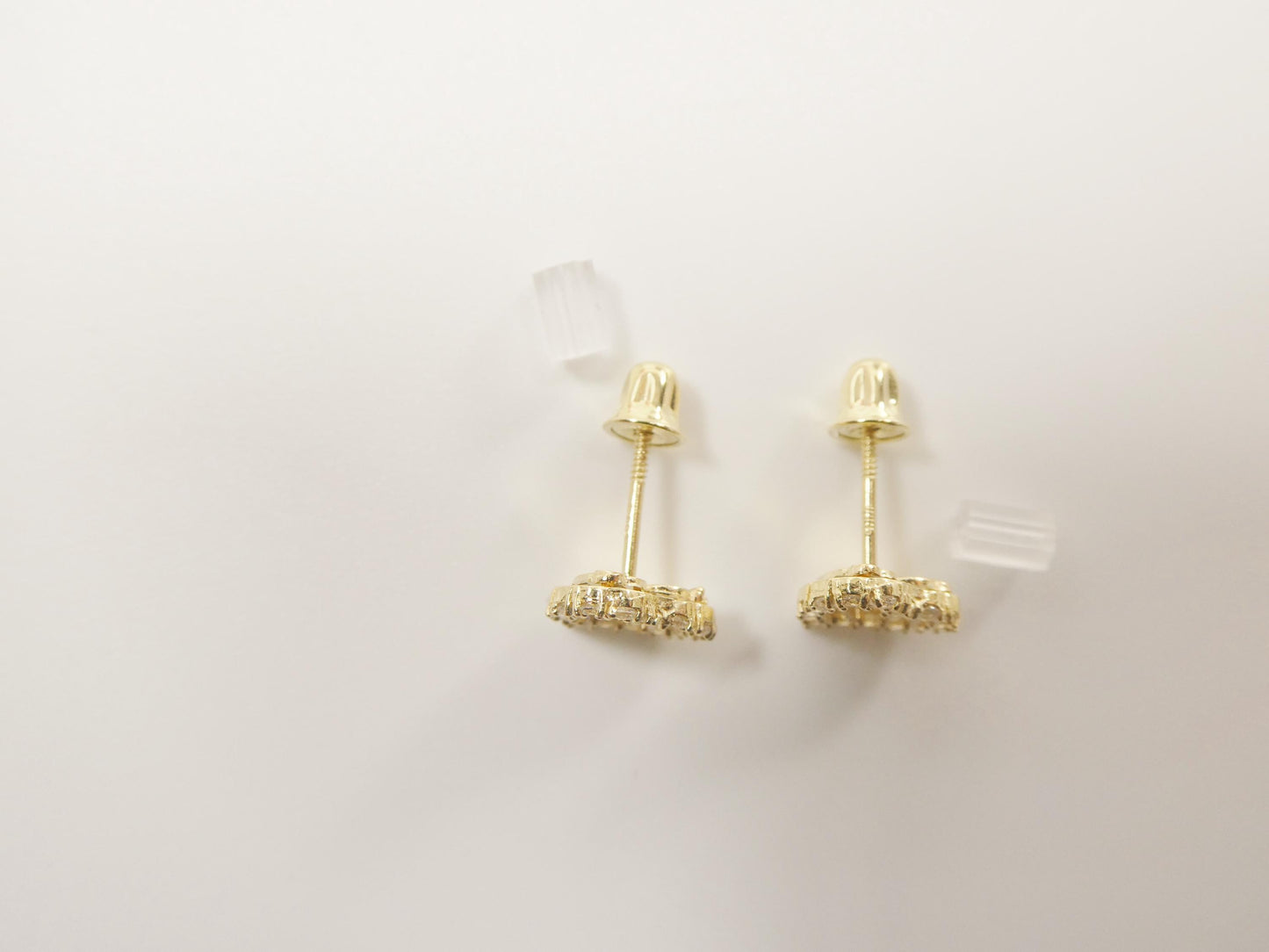 Real 10k Solid Yellow Gold Heart Screw Back Stud Earrings