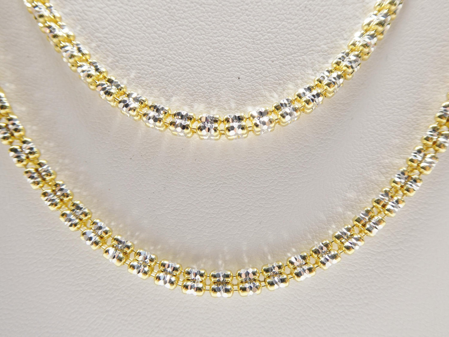 Real 925 Sterling Silver 3 Line Diamond Cut Ice Link Chain Necklace