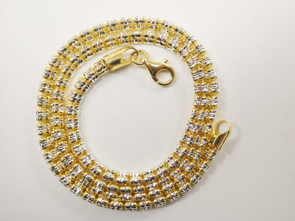 Real 925 Sterling Silver 3 Line Diamond Cut Ice Link Chain Necklace