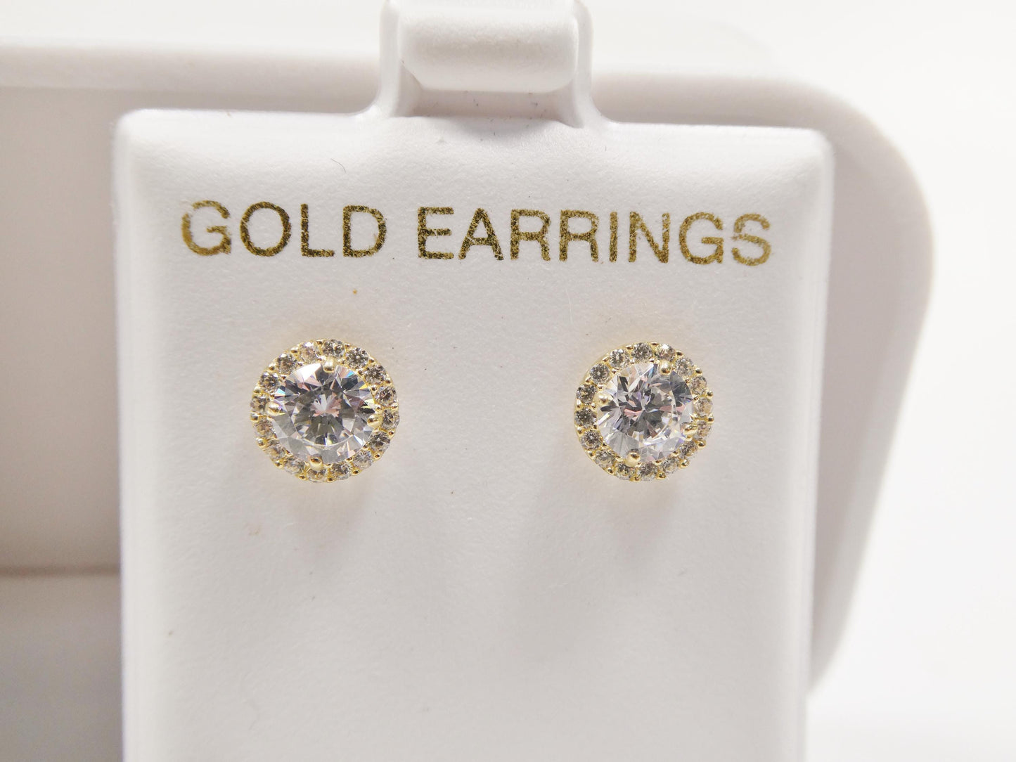 Real 10k Solid Yellow Gold Push Post Round Stud Earrings