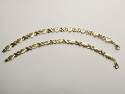 10k Solid Yellow Gold XOXO Bracelet - Hugs and Kisses