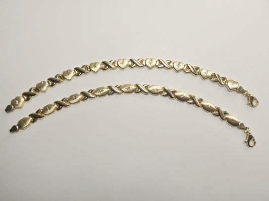 10k Solid Yellow Gold XOXO Bracelet - Hugs and Kisses