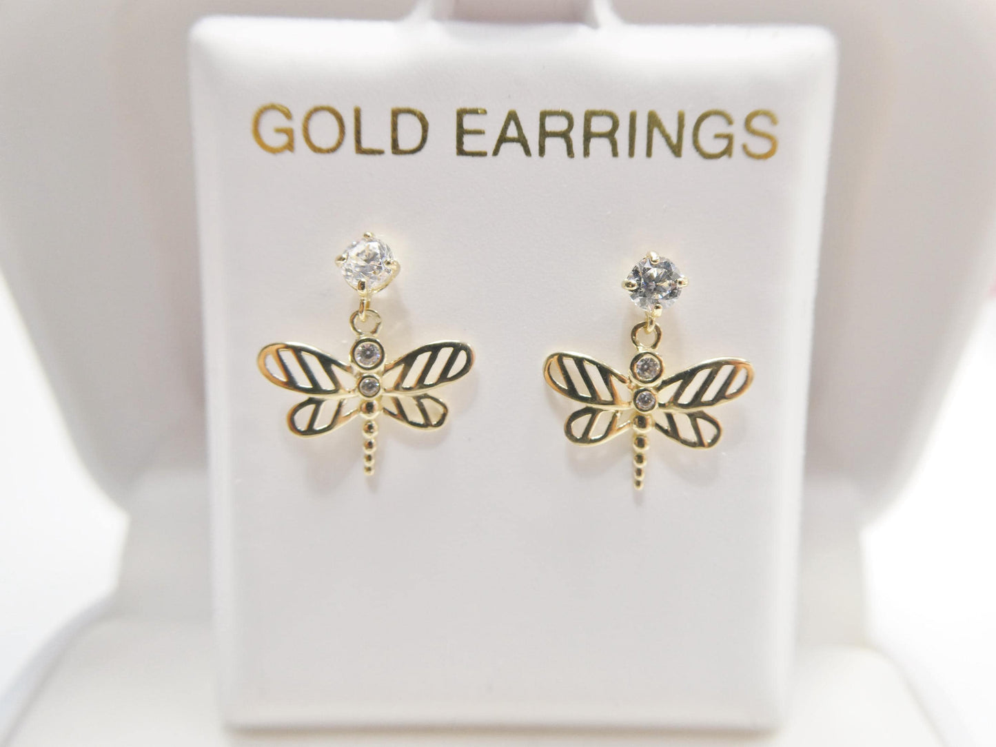 real 10k solid yellow gold butterfly push post earrings