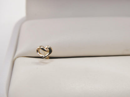 14k Real Solid Yellow Gold Small Tiny Heart Stud Nose Rings