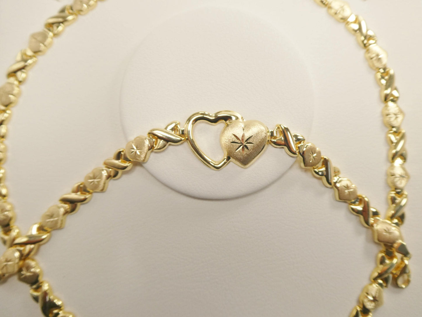 real 925 sterling silver xo heart stampato set necklace and bracelet