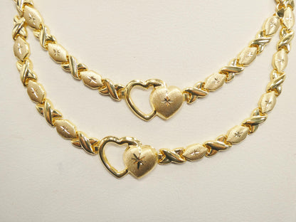 Real 925 Sterling Silver XO Hugs and Kisses Stampato Set Necklace& Bracelet