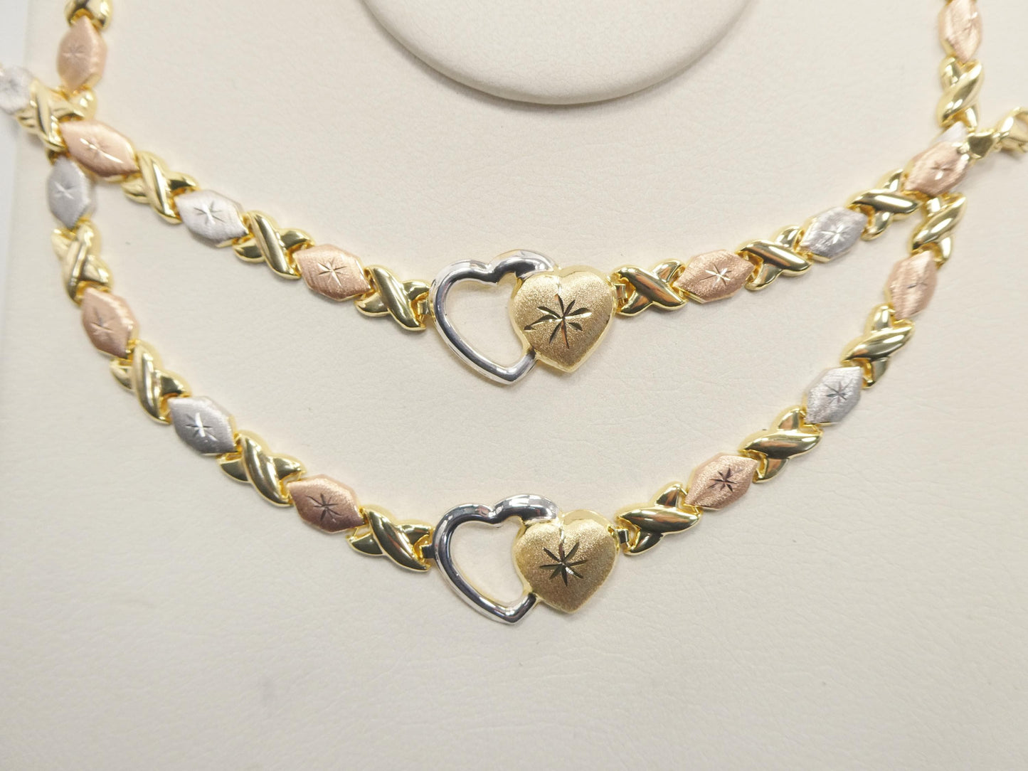 Real 925 Sterling Silver XO Hugs and Kisses Stampato Set Necklace& Bracelet