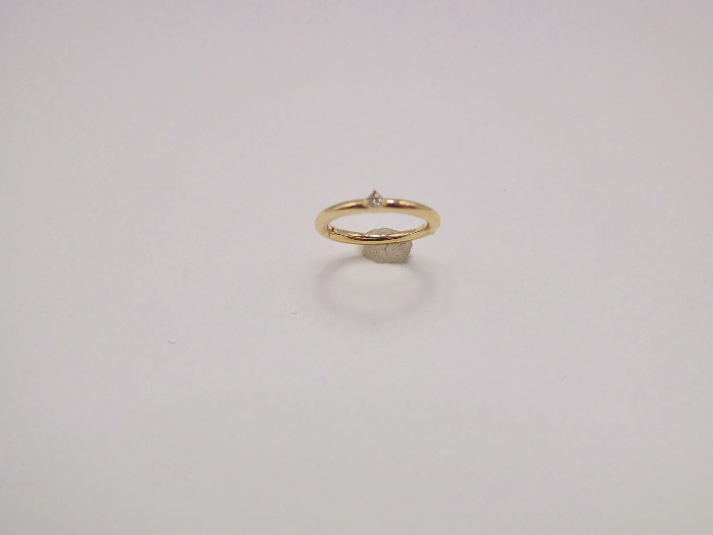 14k Real Solid Yellow Gold Real Diamond Seamless Clicker Cartilage Hoop