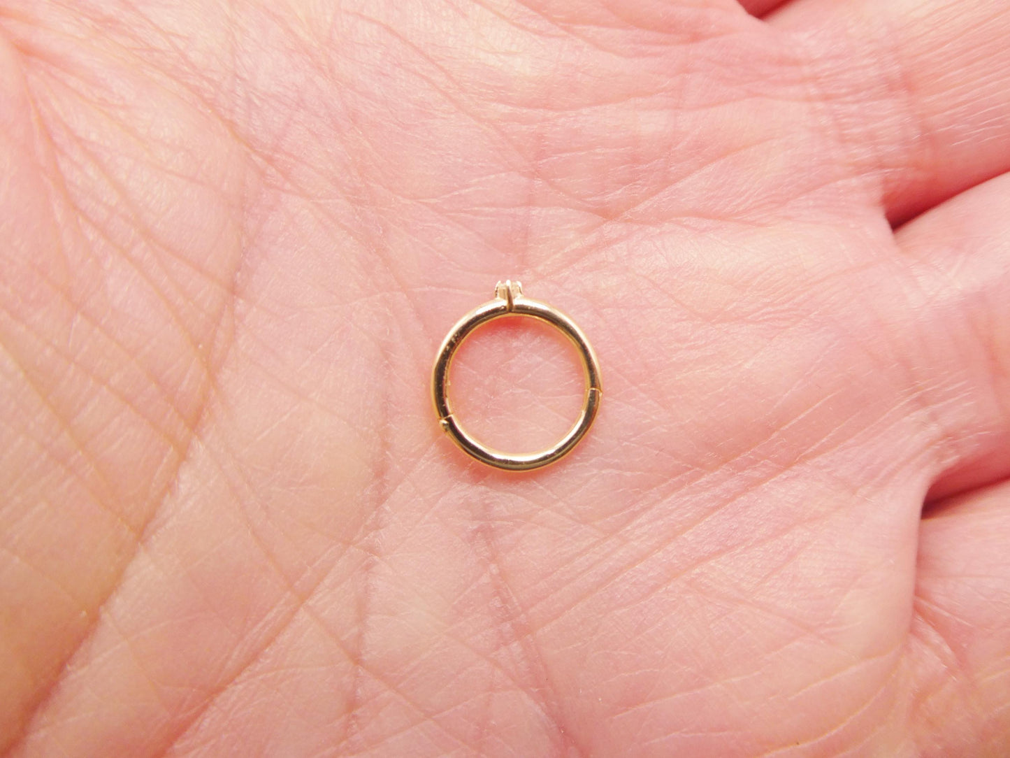 14k Real Solid Yellow Gold Real Diamond Seamless Clicker Cartilage Hoop