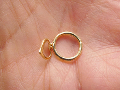 14k Real Solid Yellow Gold Seamless Clicker Cartilage Helix Hoop