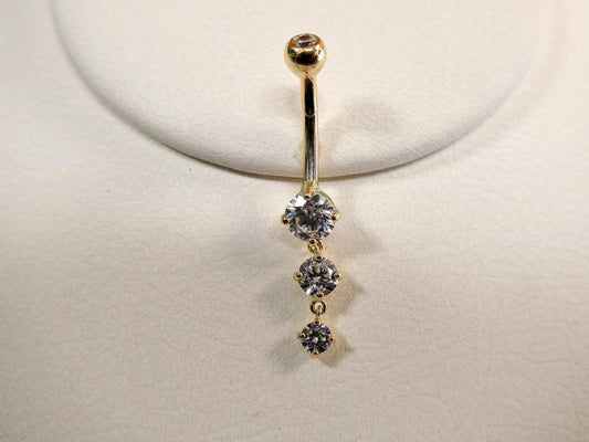 14k real solid yellow gold flower belly button ring piercing