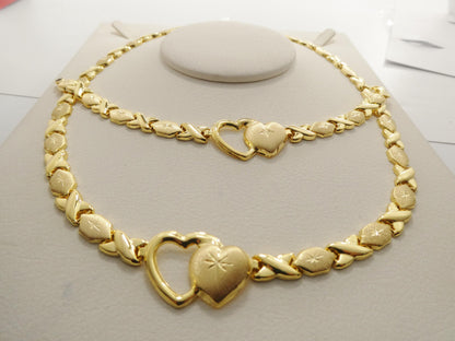 Real 925 Sterling Silver XO Hugs and Kisses Stampato Set Necklace& Bracelet