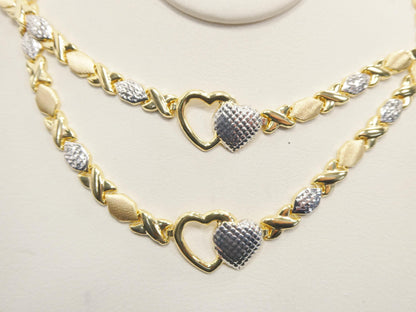 Real 925 Sterling Silver XO Hugs and Kisses Stampato Set Necklace& Bracelet