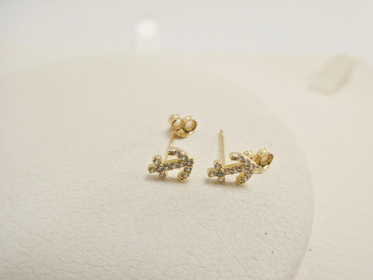 Real 10k Solid Yellow Gold Tiny Stud Anchor Earrings Dainty