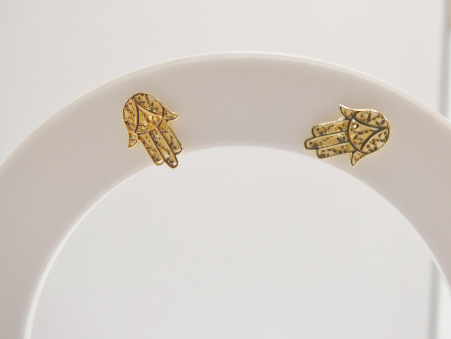 Real 10k Solid Yellow Gold Tiny Hand Hamsa Stud Earrings Dainty