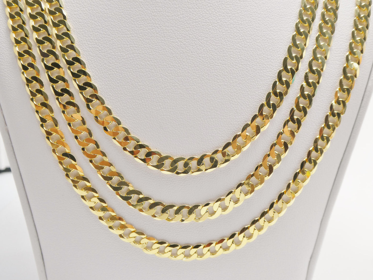 Real 925 Sterling Silver 6MM Italian Solid Chain Yellow Gold Finish Lobster Lock Clasp