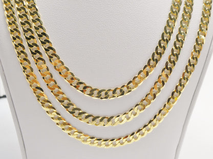 Real 925 Sterling Silver 6MM Italian Solid Chain Yellow Gold Finish Lobster Lock Clasp