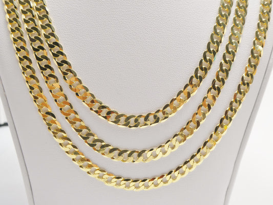 real 925 sterling silver 6MM Italian solid chain yellow gold finish lobster lock clasp