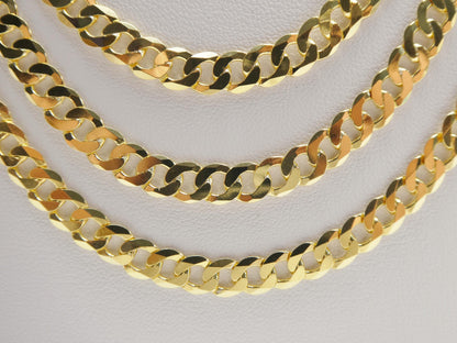Real 925 Sterling Silver 6MM Italian Solid Chain Yellow Gold Finish Lobster Lock Clasp