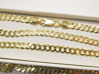 Real 925 Sterling Silver 6MM Italian Solid Chain Yellow Gold Finish Lobster Lock Clasp