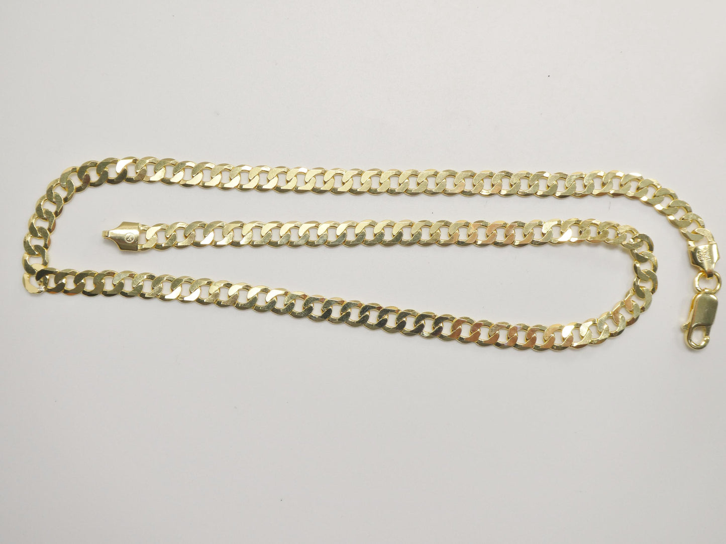 Real 925 Sterling Silver 6MM Italian Solid Chain Yellow Gold Finish Lobster Lock Clasp