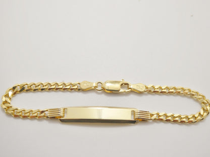 925 Sterling Silver 6 inch Baby ID Bracelet Yellow Gold Color Finish