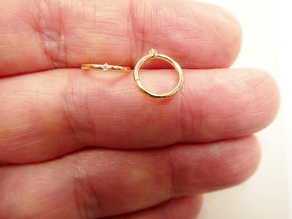 14k Real Solid Yellow Gold Real Diamond Seamless Clicker Cartilage Hoop