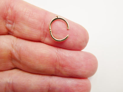 14k Real Solid Yellow Gold Real Diamond Seamless Clicker Cartilage Hoop