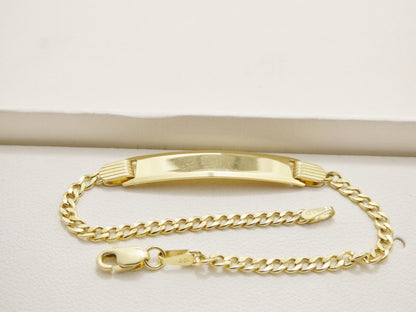 Real 10k Solid Yellow Gold 6 Inch Curb Style Baby Bracelet
