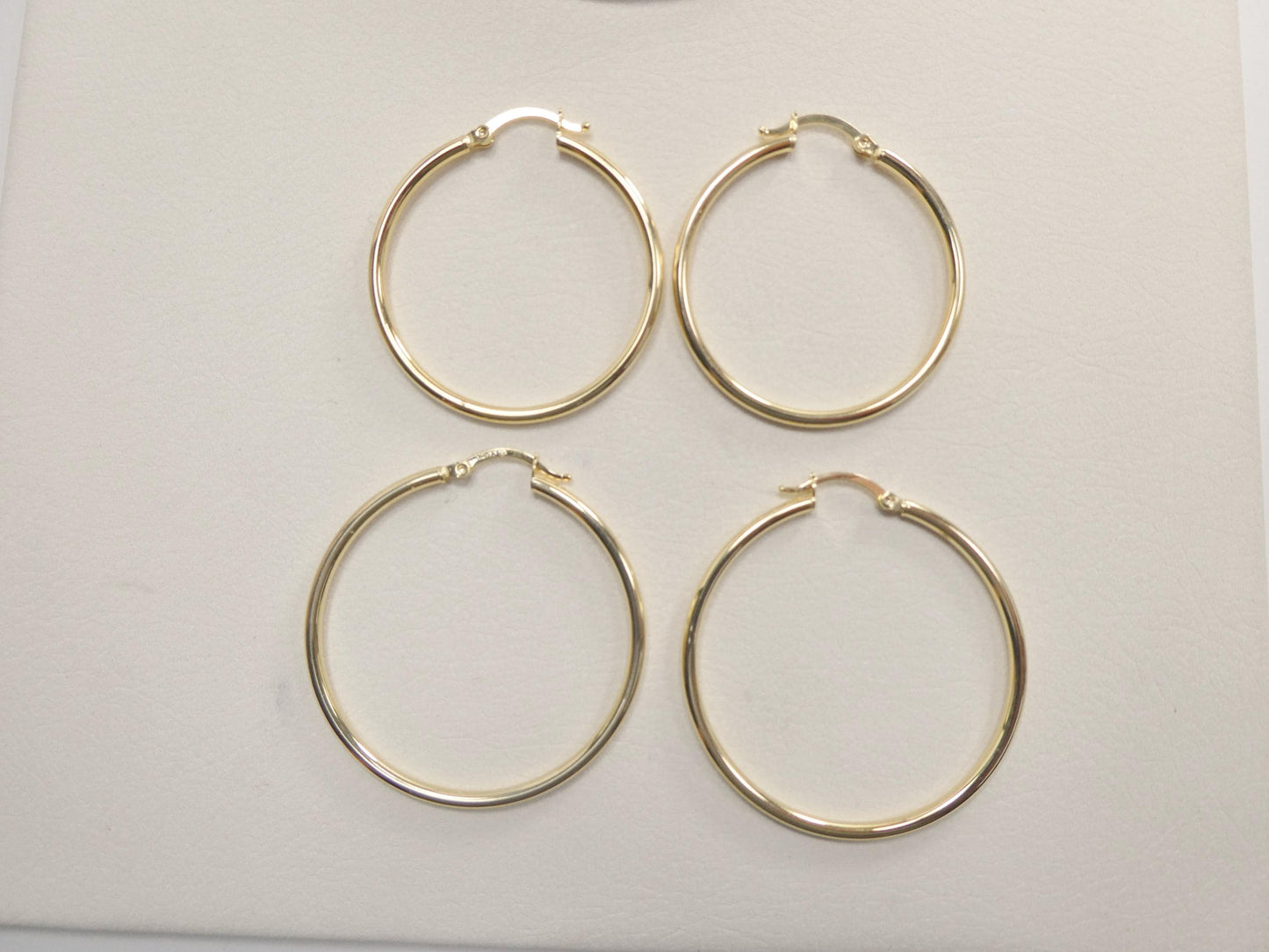 Real 10k Solid Yellow Gold Plain High Polish 34 40mm Hoop Huggie Earrings
