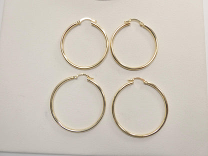 Real 10k Solid Yellow Gold Plain High Polish 34 40mm Hoop Huggie Earrings