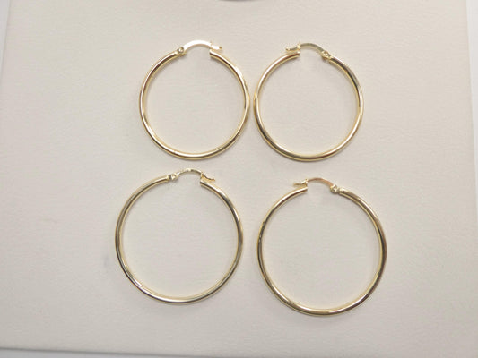 real 10k solid yellow gold plain high polish 34/ 40mm hoop huggie earrings