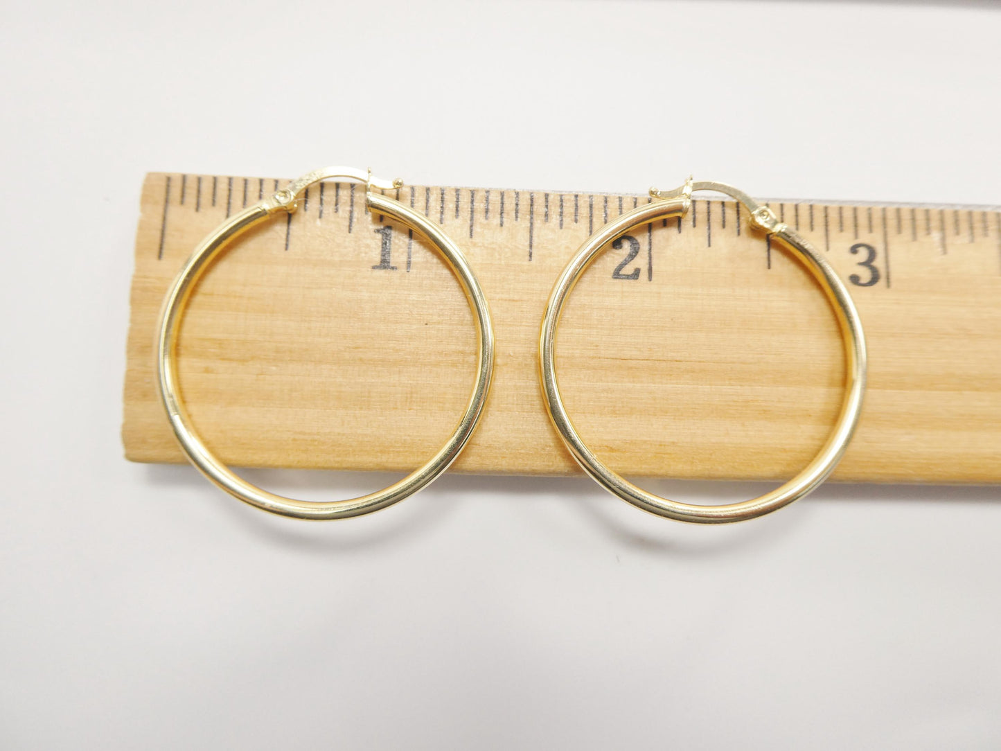 Real 10k Solid Yellow Gold Plain High Polish 34 40mm Hoop Huggie Earrings