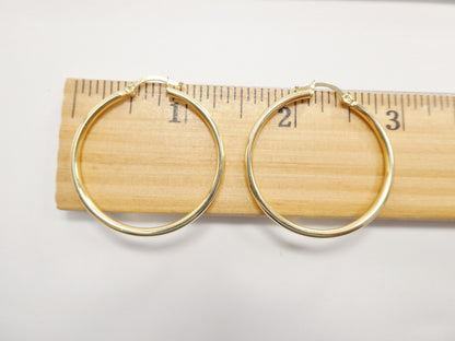 Real 10k Solid Yellow Gold Plain High Polish 34 40mm Hoop Huggie Earrings