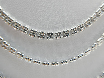 Real 925 Sterling Silver 2 Line Flat Diamond Cut Ice Link Chain Necklace