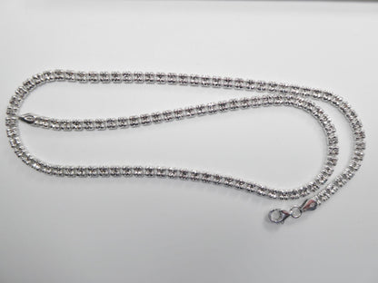 Real 925 Sterling Silver 2 Line Flat Diamond Cut Ice Link Chain Necklace
