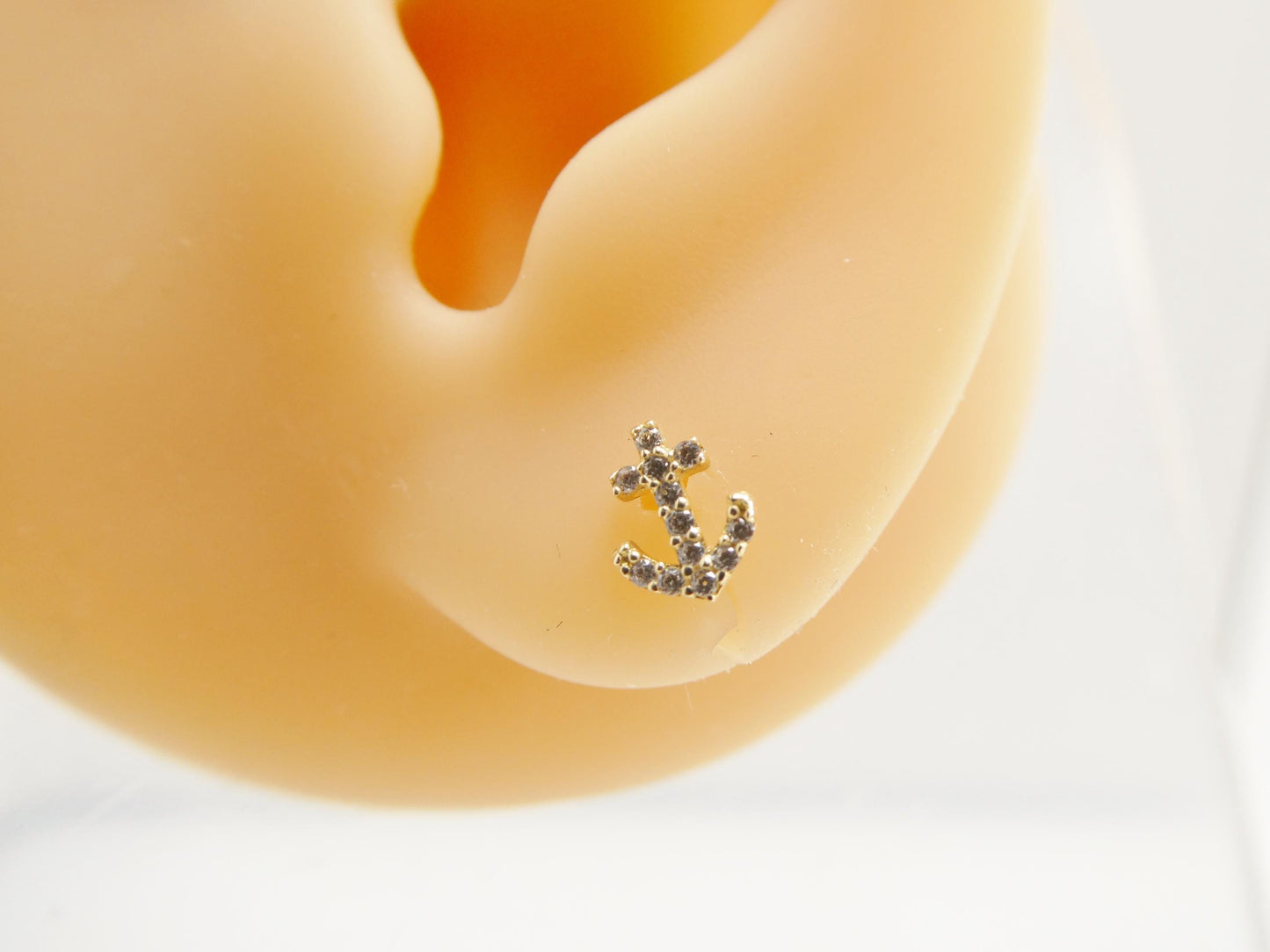 Real 10k Solid Yellow Gold Tiny Stud Anchor Earrings Dainty