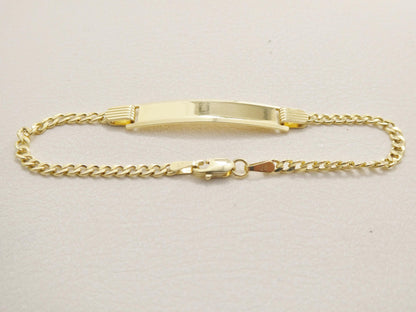 Real 10k Solid Yellow Gold 6 Inch Curb Style Baby Bracelet