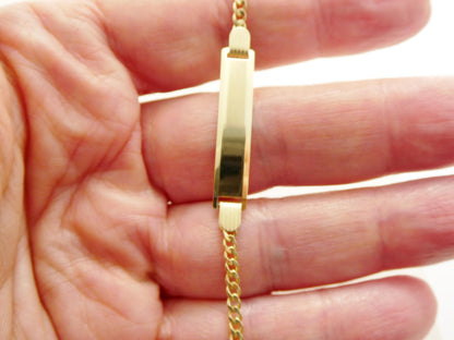 Real 10k Solid Yellow Gold 6 Inch Curb Style Baby Bracelet